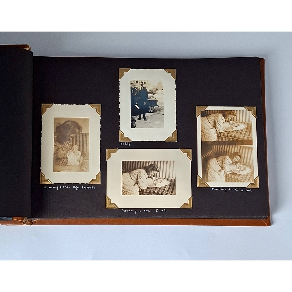1940s WWII Era Family Photo Album 62 Original B&W Snapshots Baby Florida NY